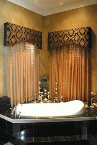 bathtub with custom curtains